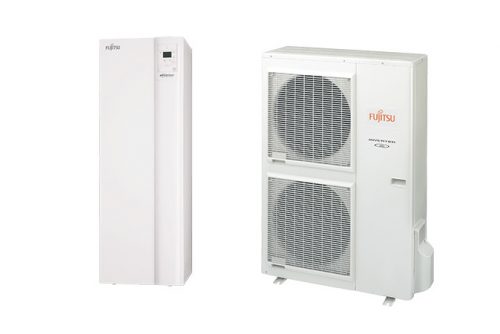 Fujitsu Waterstage HPDUO 14/1F High Power WGYG140DG6 / WOYG140LCTA osztott levegő-víz hőszivattyú beépített HMV tárolóval 13.5 kW